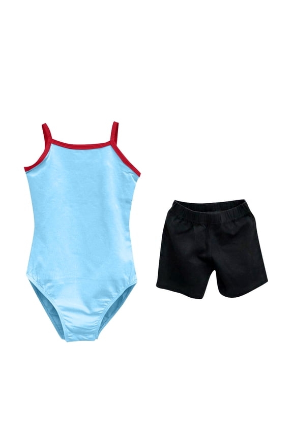 Gymnastics Leotards for Girls with Shorts Set Sleeveless Unitards Biketards Kids Ballet Dance Tumbling Outfits Dancewear 3-16 Years