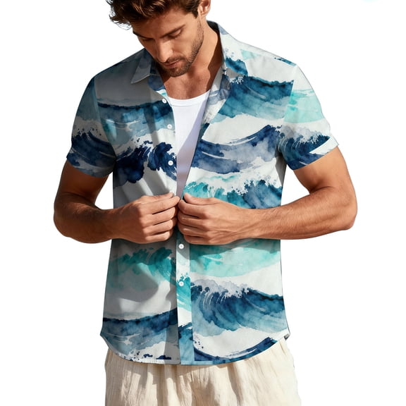 purcolt Hawaiian Shirt for Men Casual Short Sleeve Button Down Shirts Floral Print Tropical Tops Vacations Summer Beach Shirts