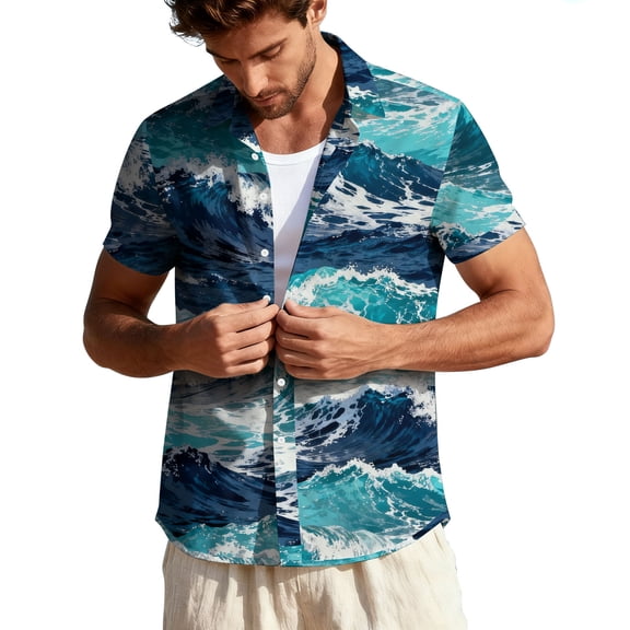 purcolt Hawaiian Shirt for Men Casual Short Sleeve Button Down Shirts Floral Print Tropical Tops Vacations Summer Beach Shirts