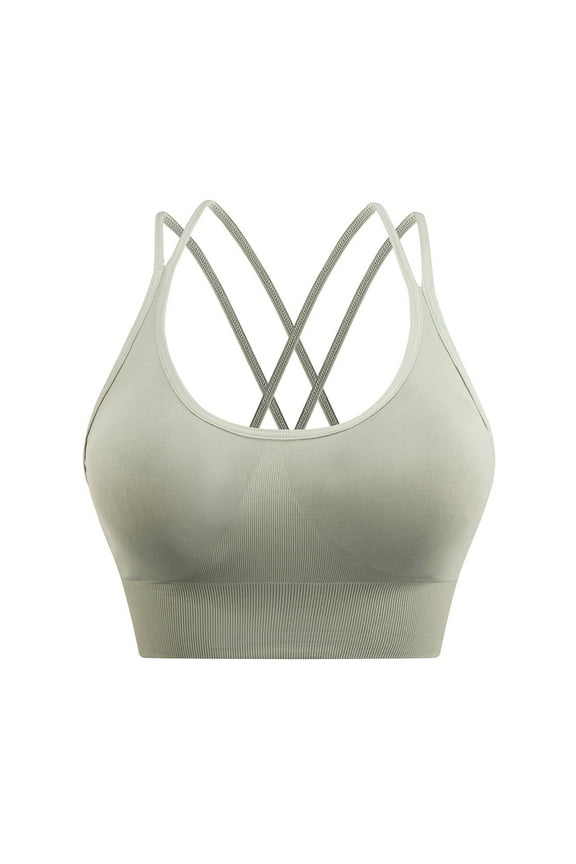 High Impact Sports Bras for Women Full Support Strappy Crisscross Back Padded Yoga Workout Athletic Bras Gym Exercise Crop Top with Removable Cups