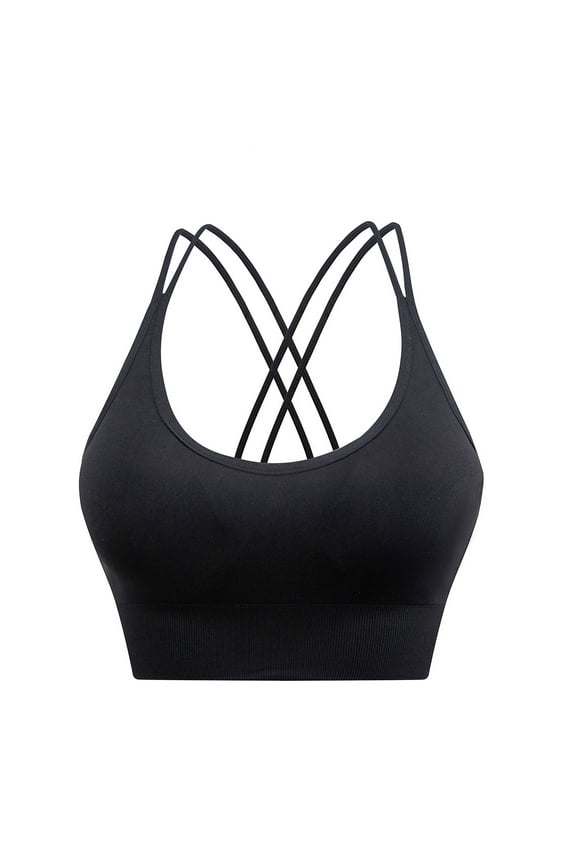 High Impact Sports Bras for Women Full Support Strappy Crisscross Back Padded Yoga Workout Athletic Bras Gym Exercise Crop Top with Removable Cups