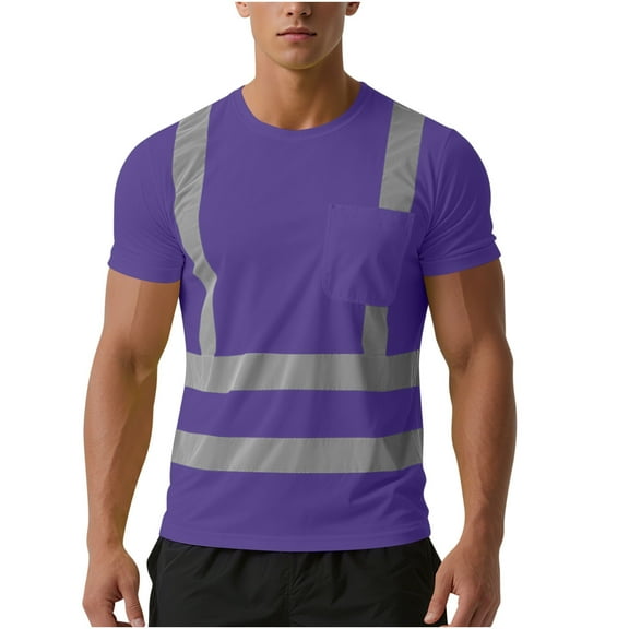 purcolt High Visibility Shirts for Men Class 3 Hi Vis Reflective Safety Construction Shirts for Men Women, Short Sleeve Work Shirts with Pocket, Meet ANSI