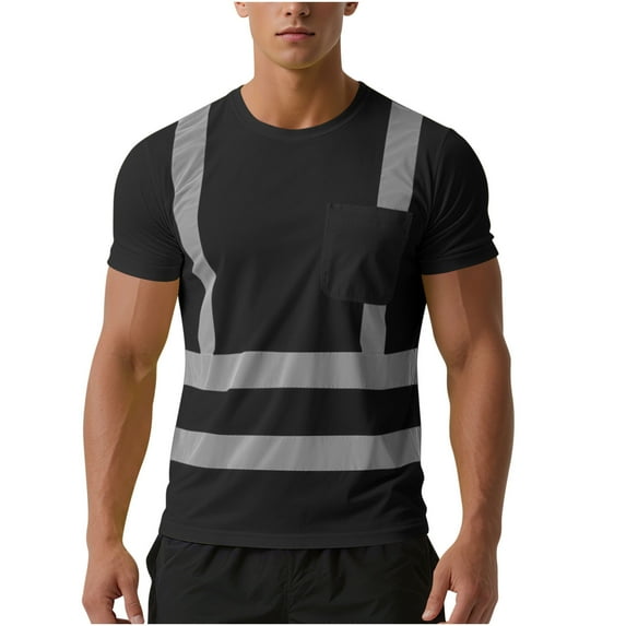 purcolt High Visibility Shirts for Men Class 3 Hi Vis Reflective Safety Construction Shirts for Men Women, Short Sleeve Work Shirts with Pocket, Meet ANSI