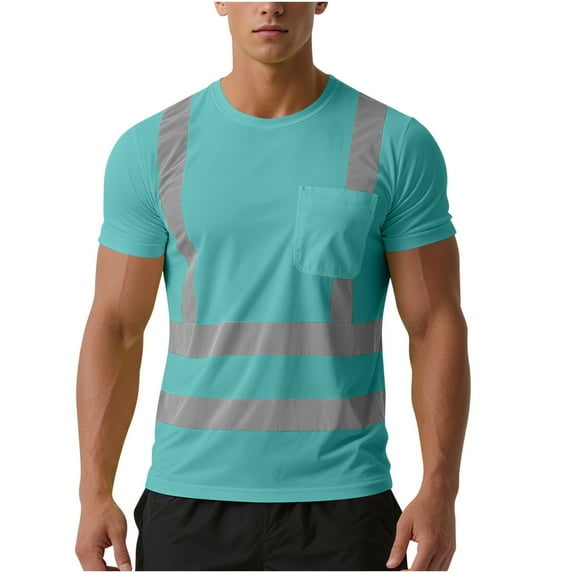 purcolt High Visibility Shirts for Men Class 3 Hi Vis Reflective Safety Construction Shirts for Men Women, Short Sleeve Work Shirts with Pocket, Meet ANSI