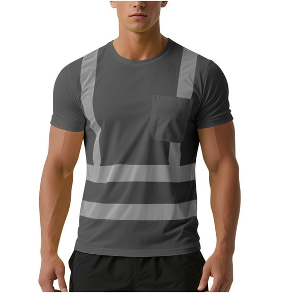 purcolt High Visibility Shirts for Men Class 3 Hi Vis Reflective Safety Construction Shirts for Men Women, Short Sleeve Work Shirts with Pocket, Meet ANSI