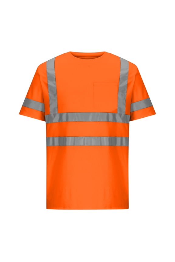High Visibility Shirts for Men Hi Vis Reflective Safety Construction Shirts Short Sleeve Collared Work Shirts with Reflective Strips and Pocket