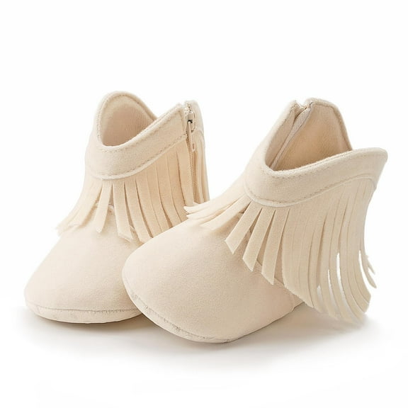 purcolt Infant Baby Boys Girls Cowboy Boots with Tassels Newborn Non-Slip Soft Sole First Walking Shoes Toddler Side Zipper Booties