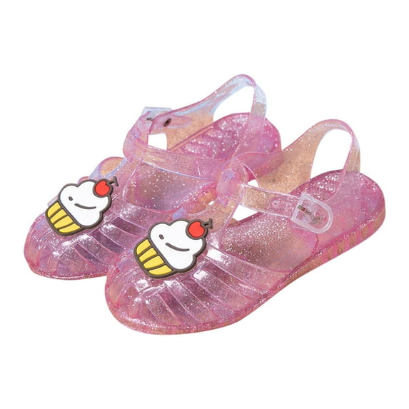 purcolt Jelly Sandals for 1-9 Years Girls, Toddler Closed Toe Rubber Sole Waterproof Beach Summer Shoes Princess Dress Sandals Mary Jane Flats