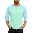 thumbnail image 1 of purcolt Men's 3/4 Sleeve Shirts Color Block Crew Neck Buttons Raglan Baseball T Shirts Fall Casual Athletic Tops Soft Basic Tees, M-5XL, 1 of 7