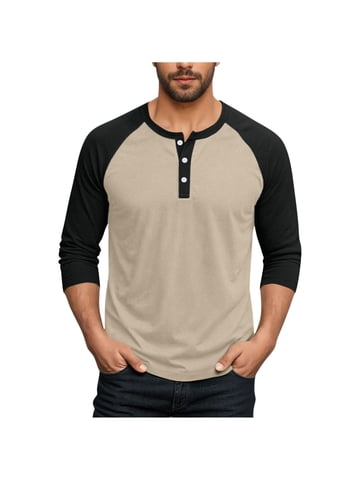Men s Raglan Shirts Casual 3 4 Sleeve Tees