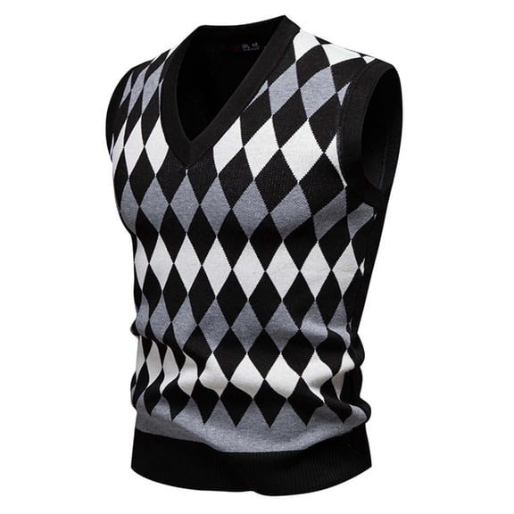 purcolt Men's Argyle Cable Knitted Sweaters Slim Fit Vest Sleeveless V-Neck Pullover Sweater Twisted Soft Casual Business Winter Tops