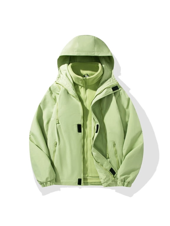 Men's Big and Tall 3 in 1 Ski Snow Jacket Zip Up Hooded Warm Winter Snow Coat Waterproof Windproof Fleece Lining Hiking Rain Jackets with Pockets