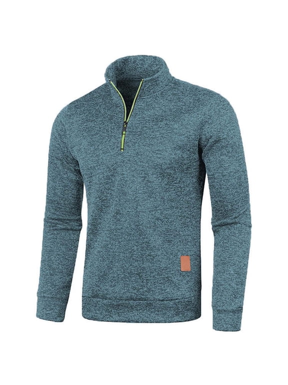 Men's Big and Tall Sweaters Quarter Zip Long Sleeve Stand Collar Pullover Shirts Outdoor Casual Warm Winter Thermal Sweaters