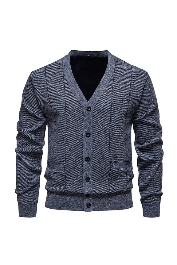 Men's Cable Knit Cardigan Sweaters V Neck Casual Button Down Sweaters Long Sleeve Fall Outwear with Pockets