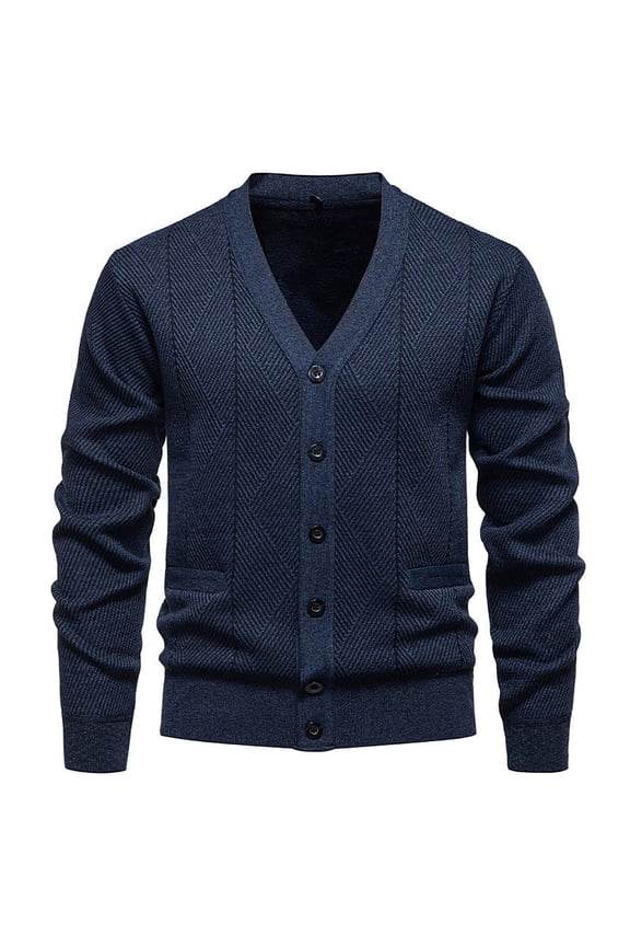 Men's Cable Knit Cardigan Sweaters V Neck Casual Button Down Sweaters Long Sleeve Fall Outwear with Pockets