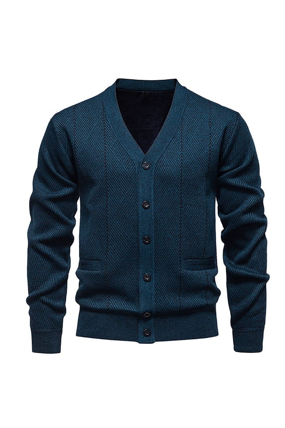 Men's Cable Knit Cardigan Sweaters V Neck Casual Button Down Sweaters Long Sleeve Fall Outwear with Pockets