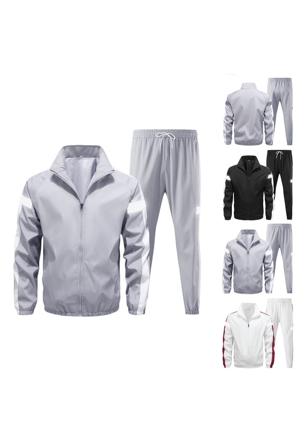 Men's Casual Active Tracksuits Full Zip Sports Jogging Suits Sets Athletic Running 2 Piece Sweatsuits with Zip Pockets