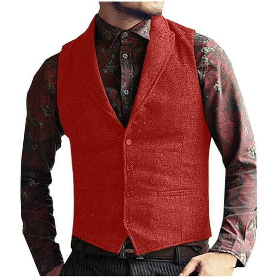 purcolt Men's Casual Vest with 3 Pockets Wedding Herringbone Slim Fit Waistcoat Jacket Tank Top for Prom Daily