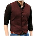 thumbnail image 1 of purcolt Men's Casual Vest with 3 Pockets Wedding Herringbone Slim Fit Waistcoat Jacket Tank Top for Prom Daily, 1 of 7