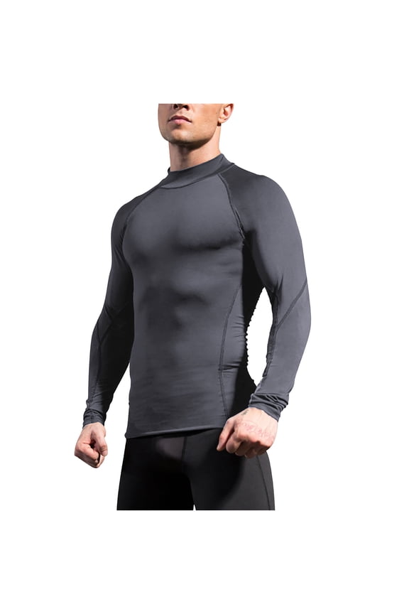 Men's Compression Shirts Long Sleeve Turtle Neck Athletic Workout Gym T-Shirts Base Layer Undershirts Rash Guard