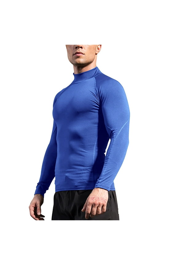 Men's Compression Shirts Long Sleeve Turtle Neck Athletic Workout Gym T-Shirts Base Layer Undershirts Rash Guard