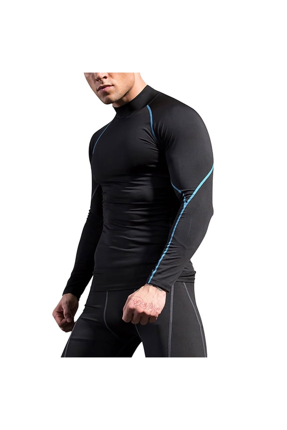 Men's Compression Shirts Long Sleeve Turtle Neck Athletic Workout Gym T-Shirts Base Layer Undershirts Rash Guard