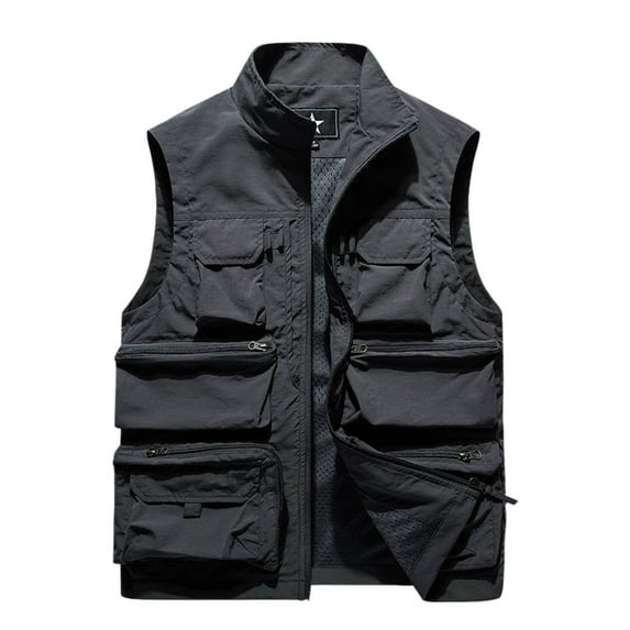 purcolt Men's Fishing Vest Lightweight Quick Dry Mesh Lining Cargo Vest with Multi Pockets for Outdoor Hiking Travel Work Photo