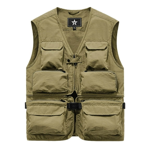 purcolt Men's Fishing Vest Lightweight Quick Dry Outdoor Travel Photo Work Cargo Vest Sleeveless V Neck Waistcoat Jacket Coat with 11 Pockets