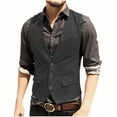 thumbnail image 1 of purcolt Men's Herringbone Tweed Suit Vests V-Neck Casual Business Vests Slim Fit Formal Dress Waistcoat for Groosmen Prom Wedding Party, 1 of 7