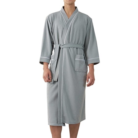purcolt Men's Lightweight Waffle Bathrobe Lightweight Spa Kimono Shower Robes V Neck Sleepwear with Pockets(Available in Big & Tall)