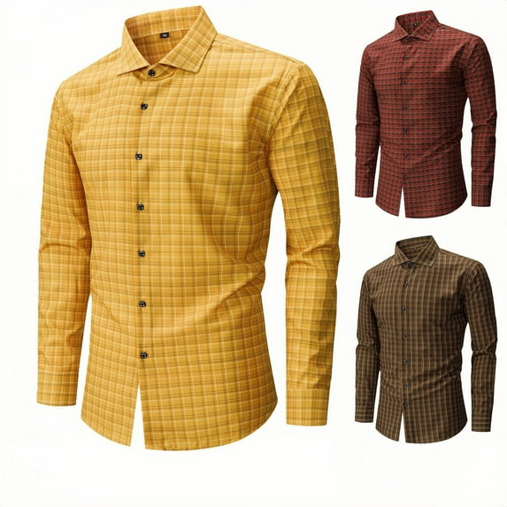 purcolt Men's Long Sleeve Button Down Shirt Regular Vintage Moisture Wicking Dress Shirts Work Office Business Shirts