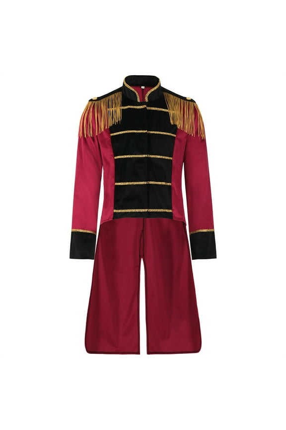 Men's Medieval Stand Collar Circus Halloween Punk Jacket Suit Party Fancy Dress Up Ringmaster Tailcoat Jacket