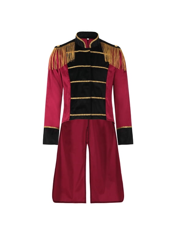 Men's Medieval Stand Collar Circus Halloween Punk Jacket Suit Party Fancy Dress Up Ringmaster Tailcoat Jacket