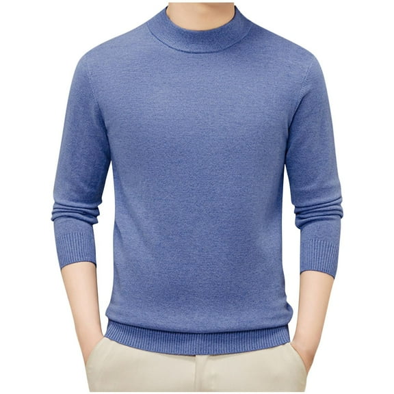 purcolt Men's Mock Neck Stretchy Knitted Sweaters Soft Casual Classic Pullover Long Sleeve Sweaters with Ribbing Edge
