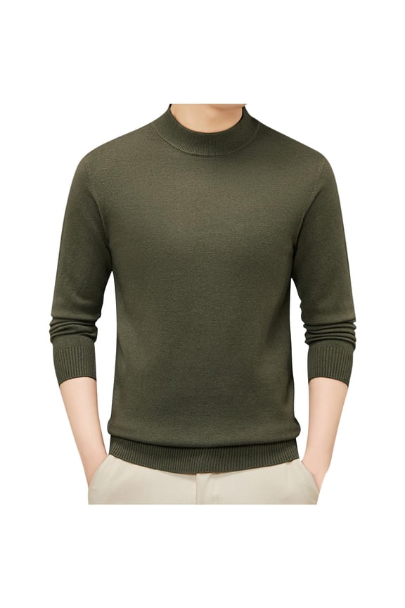 Men's Mock Neck Stretchy Knitted Sweaters Soft Casual Classic Pullover Long Sleeve Sweaters with Ribbing Edge