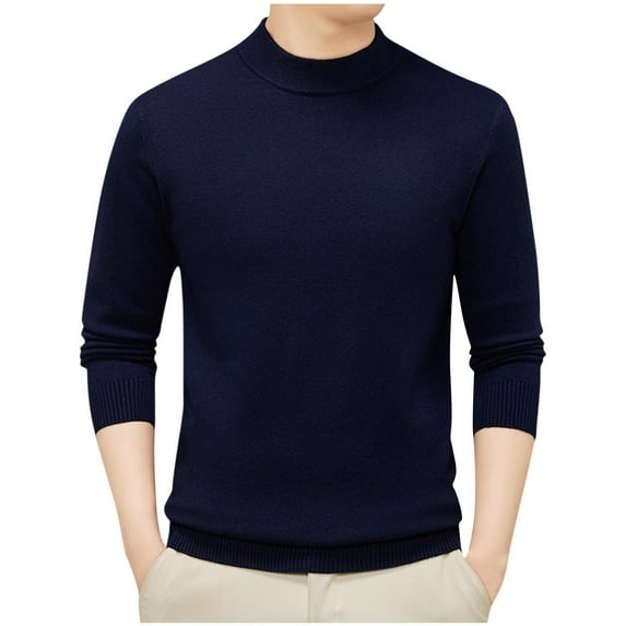 purcolt Men's Mock Neck Stretchy Knitted Sweaters Soft Casual Classic Pullover Long Sleeve Sweaters with Ribbing Edge