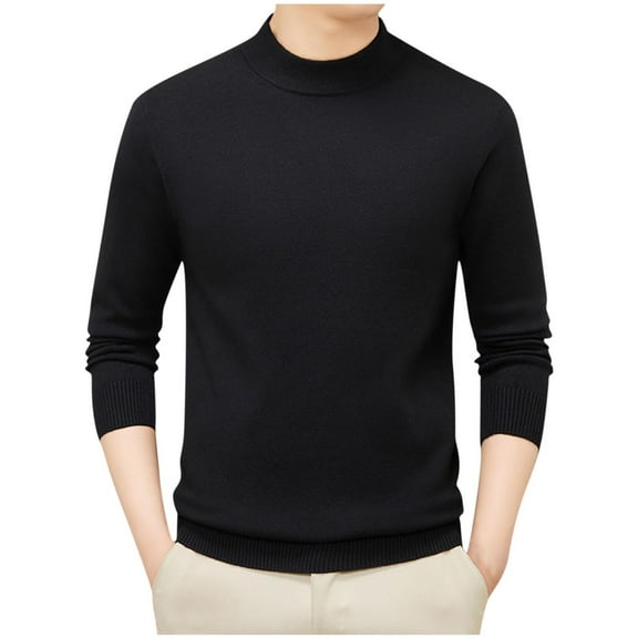 purcolt Men's Mock Neck Stretchy Knitted Sweaters Soft Casual Classic Pullover Long Sleeve Sweaters with Ribbing Edge