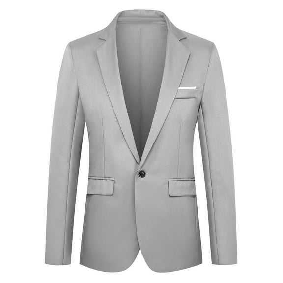 purcolt Men's One Button Suit Jacket Elegant Solid Color Blazers Slim Fit Lapel Open Front Long Sleeve Lightweight Sport Coats Blazer