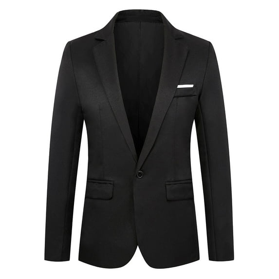 purcolt Men's One Button Suit Jacket Elegant Solid Color Blazers Slim Fit Lapel Open Front Long Sleeve Lightweight Sport Coats Blazer