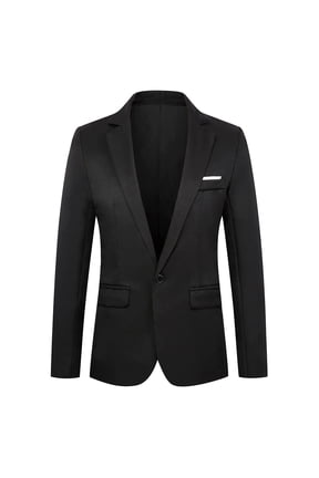 Men's One Button Suit Jacket Elegant Solid Color Blazers Slim Fit Lapel Open Front Long Sleeve Lightweight Sport Coats Blazer