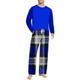 thumbnail image 1 of purcolt Men's Pajama Set Comfy Long Sleeve Top & Pajama Pants Color Block Plaid Pjs Sleepwear 2 Piece Lounge Sets, 1 of 7