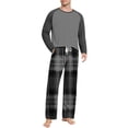 thumbnail image 1 of purcolt Men's Pajama Set Comfy Long Sleeve Top & Pajama Pants Color Block Plaid Pjs Sleepwear 2 Piece Lounge Sets, 1 of 7
