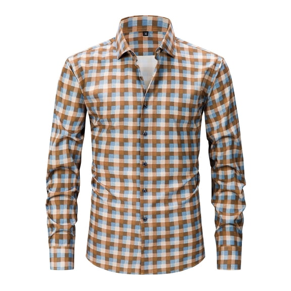 purcolt Men's Plaid Button Down Shirts Long Sleeve Classic Fit Dressy Casual Business Work Office Outfit