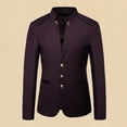 thumbnail image 1 of purcolt Men's Plus Size Blazer, Autumn Fashion Casual Slim Fit Stand Collar Suit Single Breasted Buttons Prom Formal Suit Coat with Pockets, 1 of 1