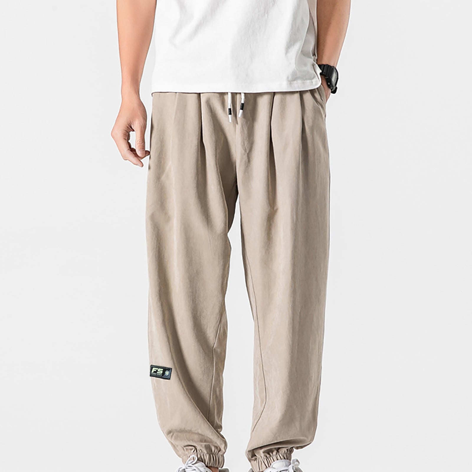 Men Cargo Pants Loose Baggy Long Multi-pockets Hip Hop Carpenter Pants L  Leisure 