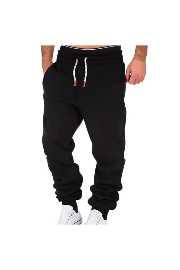 Men's Big and Tall Thicken Fleece Sweatpants Lightweight Fleece Lined Tapered Cuffed Jogger Pants Winter Warm Workout Gym Running Athletic Pants