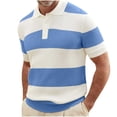 thumbnail image 1 of purcolt Men's Ribbed Knit Golf Shirts Color Block Striped Short Sleeve T Shirt Casual Summer Beach Shirts, 1 of 5