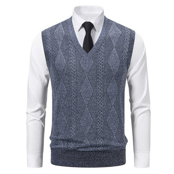 purcolt Men's Soft V-Neck Cable Knitted Argyle Vest Solid Sleeveless Pullover Slim Fit Sweaters Soft Casual Business Winter Tops