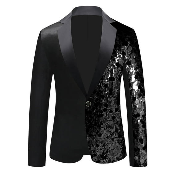 purcolt Men's Sparkly Sequins Tuxedo Jacket Slim Fit Shiny Blazer Sport Coats One Button Suit Jackets for Party Prom Wedding Banquet Dinner