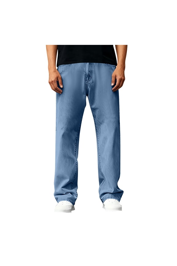 Men's Straight-Fit Stretch Jeans Comfort Y2K Baggy Denim Pants Casual Loose Fit Streetwear Vintage Trousers, Sizes S-3XL